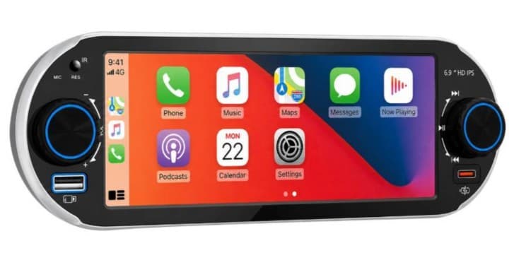 Radio de auto Single Din con pantalla táctil 6.86”