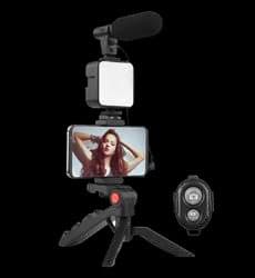 Kit trípode LED con micrófono para video streaming ·