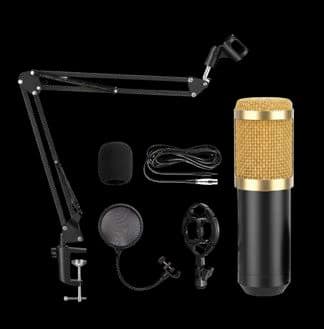 Kit de streaming con micrófono condensador y brazo articulado