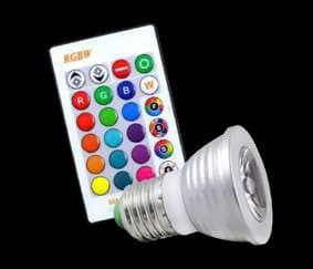 Lámpara LED RGB dicroica con control remoto · DBRGB-E27