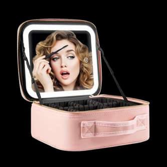 Estuche de maquillaje con espejo y luz LED
